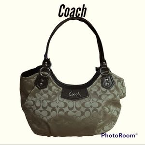 🎉COACH🎉 Ashley Handbag Khaki/Mahogany Sateen F23921 Khaki W/Leather Trim Hobo